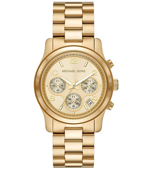 michael kors gold tone watch women& 39|Michael Kors runway chronograph watch.